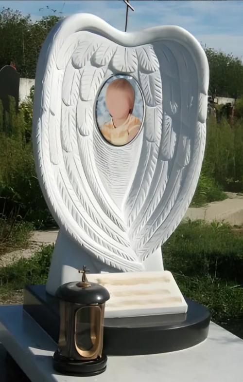 Çin Xingyan Taş Oyma Melek Kanatları Çocuk Mezar Taşı