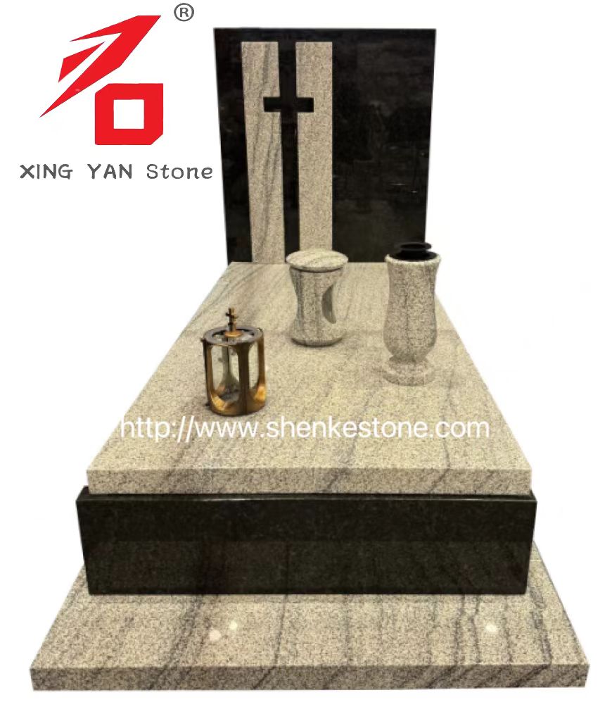 Modern Granit Tasarlanmış Cenaze Anıtı (Cenaze Vazı ve Fener ile)